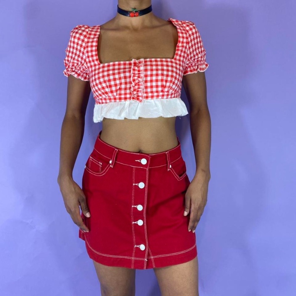 Red Gingham Crop Top
